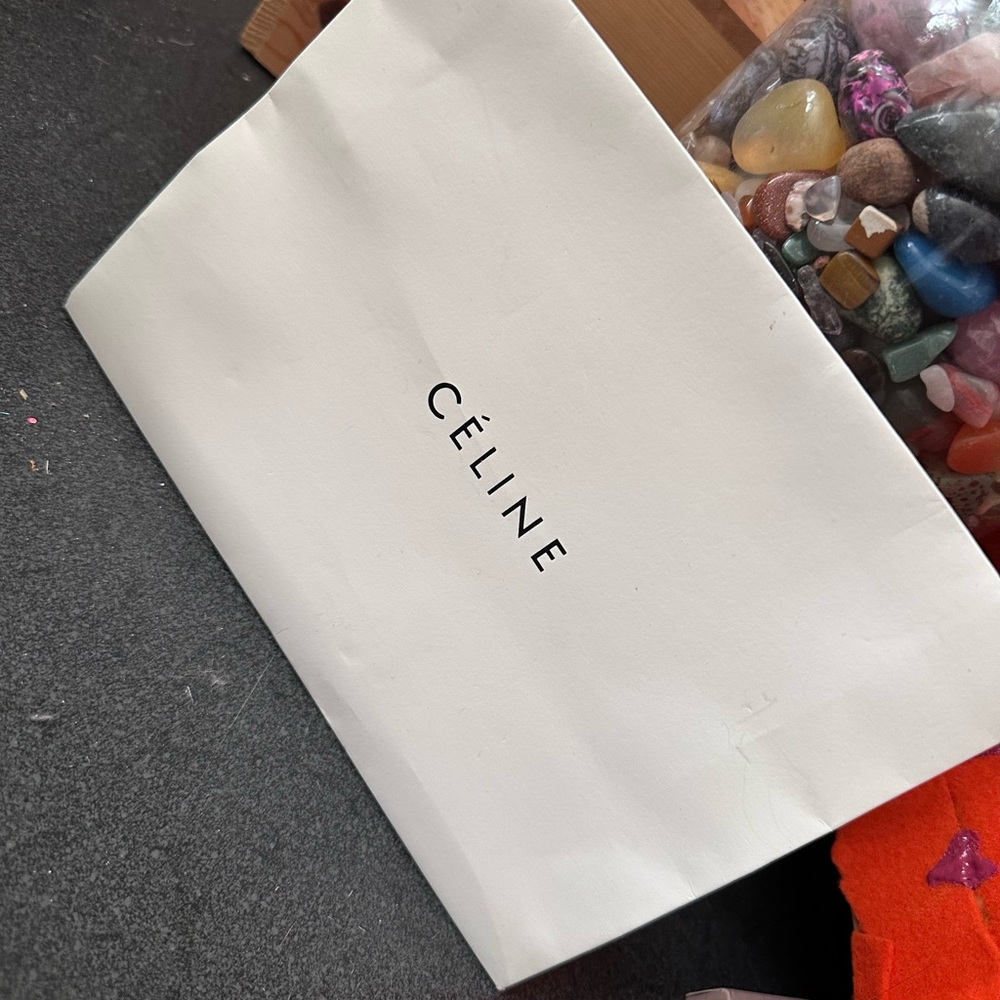 CELINE White Branded envelope style bag